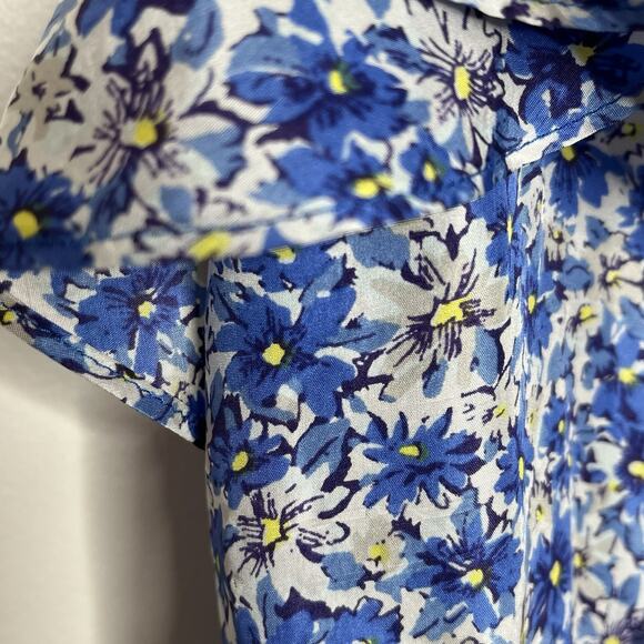 Banana Republic Y2K Silk Ruffled Floral Cami Tank Top Blue Womens XS Coquette - Picture 3 of 8